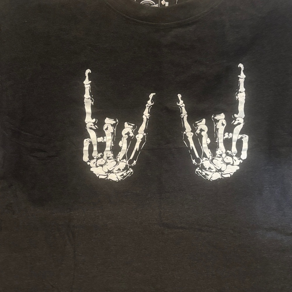 Edgy Black Tee with Skeleton Graphic